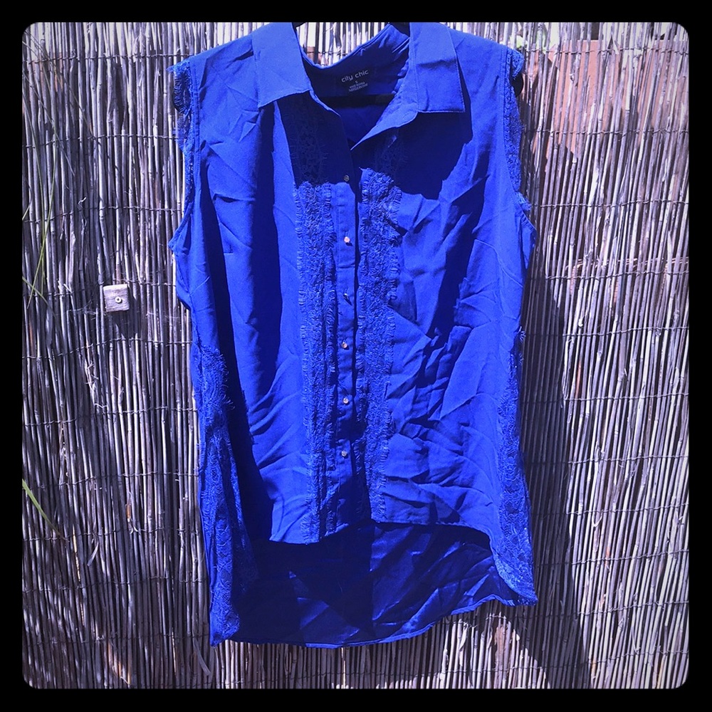 City Chic Plus Size High Low Button Down Tank